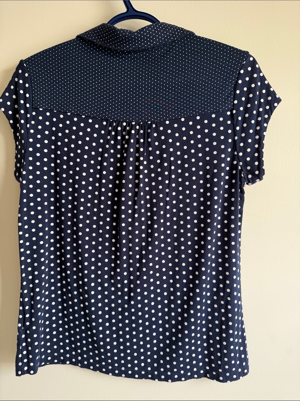 Navy White Polka Dot Button-Down Polo Top - Picture 5 of 5